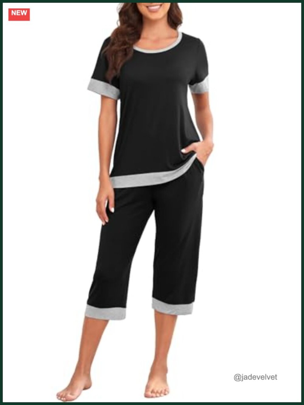 Women's Pajama Set Short Sleeve Shirt and Capri Pants Lounge Set